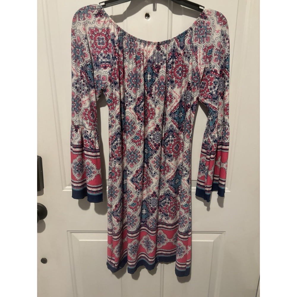 Discount Divas Boutique Boho Peasant Dress‎ Pink Blue Small Artsy